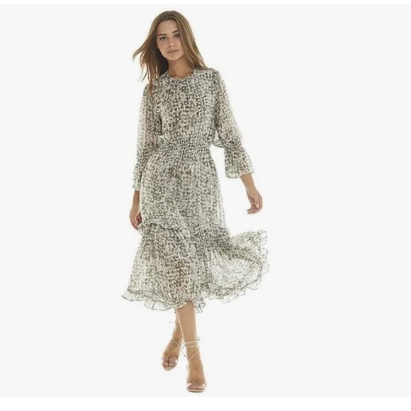 MISA LOS ANGLES / FLORAL GREEN DRESS / L - Picture 1 of 9